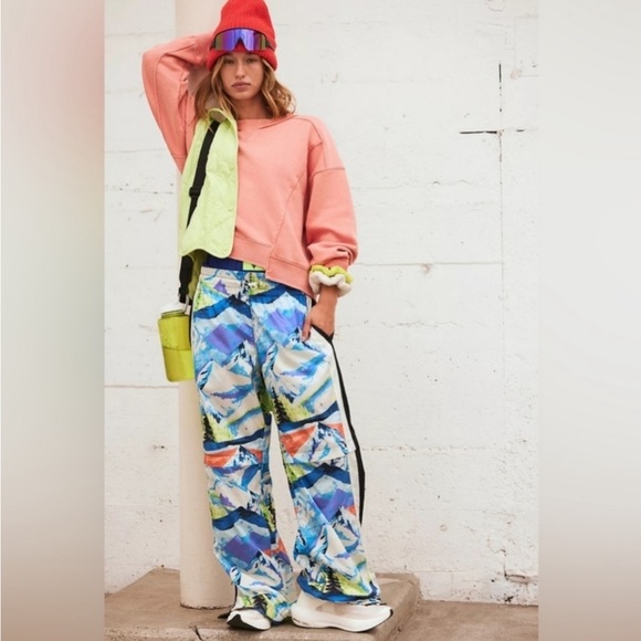 Free people printed end zone pants size xs nwot